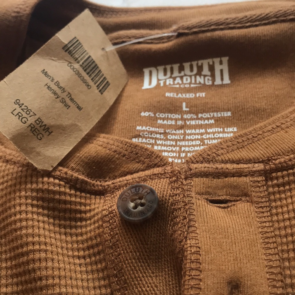 Duluth Men’s Burly Thermal Henley Shirt L